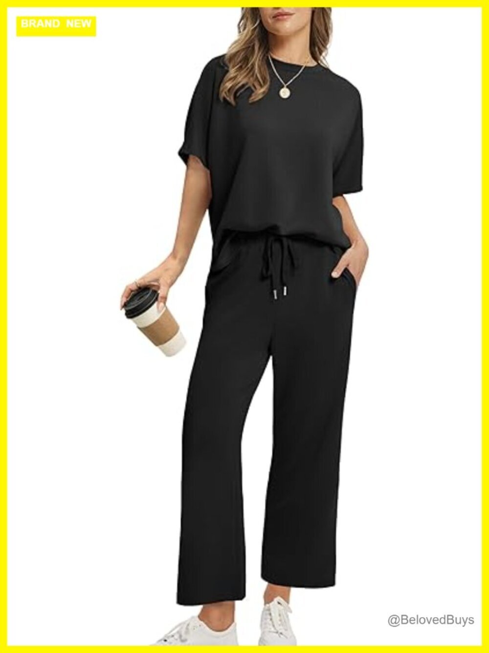 Two Piece Sets for Women Summer Outfits Oversized Wide Leg Crop Pants Lounge Set